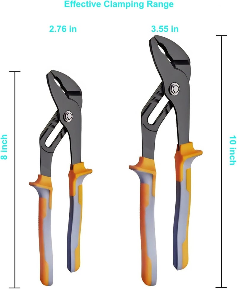 Warmtree 8 & 10-Inch Channel Locks Plier Set - Adjustable Water Pump Pliers for Plumbing & DIY Tasks - Image 2